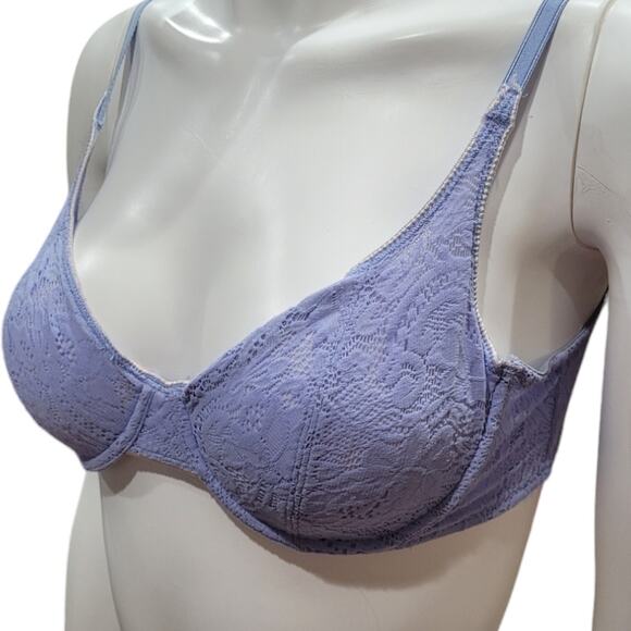 Vntg 90s Bestform 6439 Lace Bra Sz 34C Lavender Purple Sheer Romantic Feminine - Picture 2 of 8